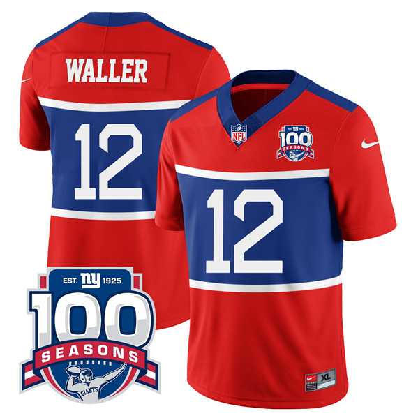 Men & Women & Youth New York Giants #12 Darren Waller Century Red 100TH Season Commemorative Patch Limited Stitched Jersey